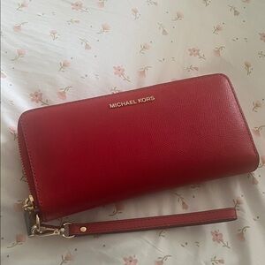 Michael Kors Cherry Red Leather Wallet
